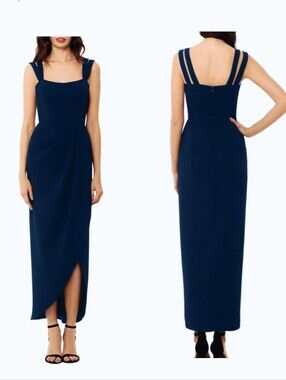 Xscape Midi Cocktail Dress Navy - 4